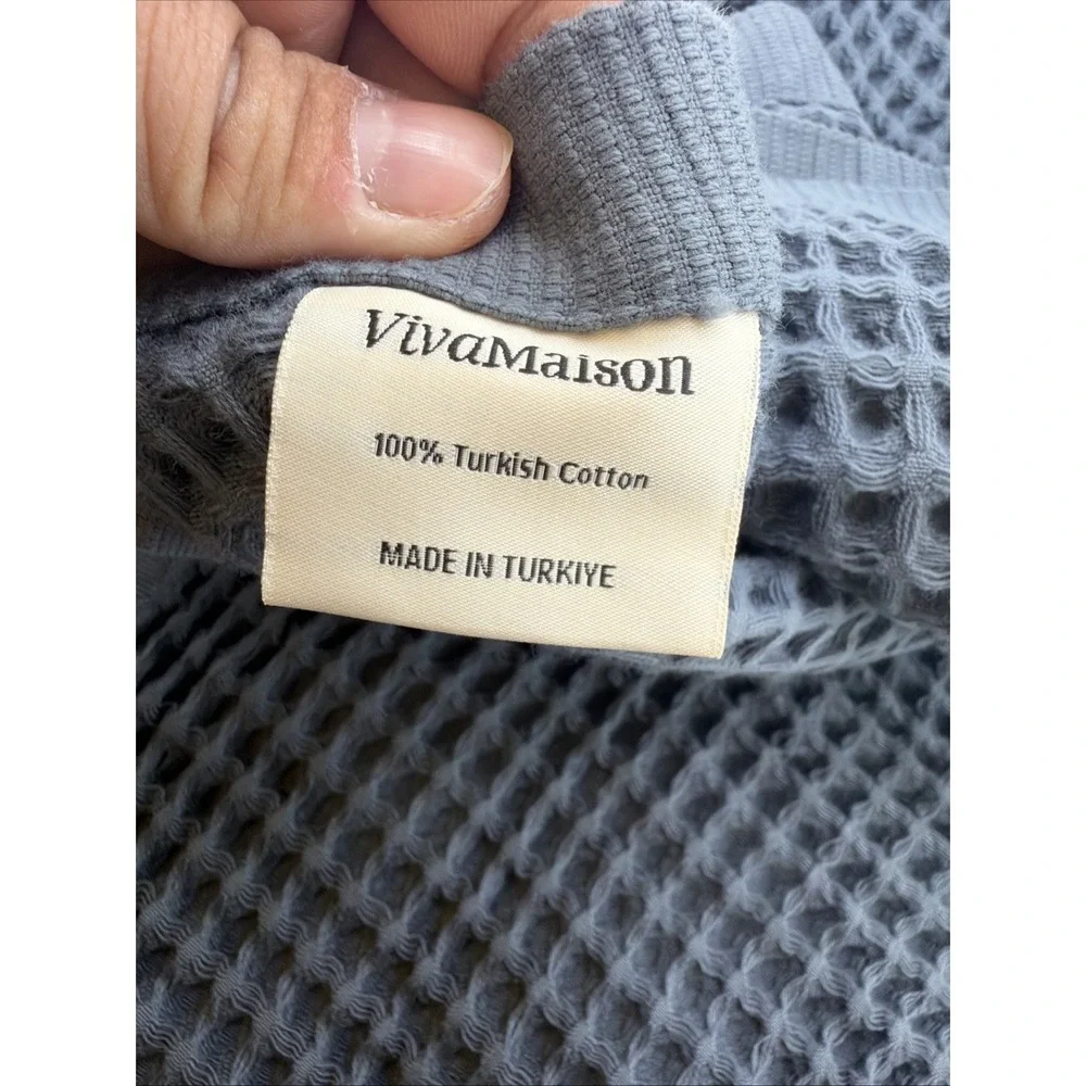 Vivamaison‎ Luxury 100% Cotton Waffle Weave  1- Bath 1-Hand Towel Set Indigo